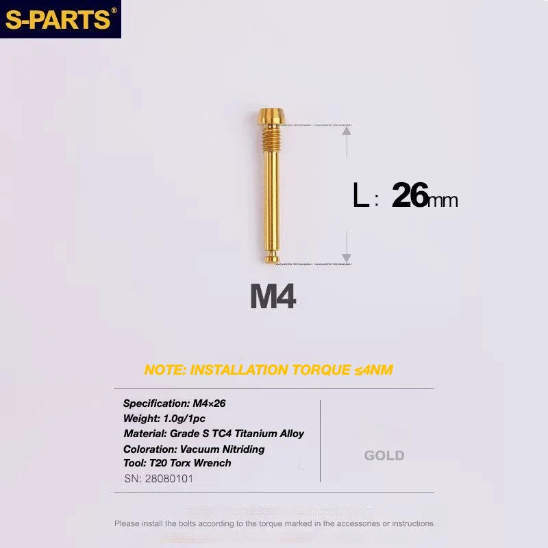 S-PARTS TRP DHR EVO Titanium Disc Brake Bolt Kit Brake Pad Retention Pin – 1pcs Gold