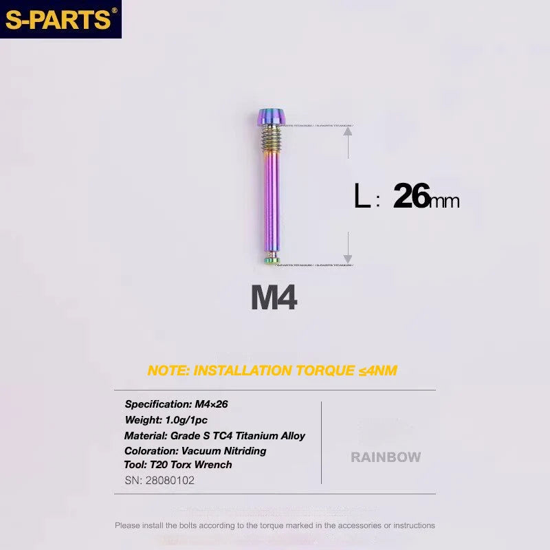 S-PARTS TRP DHR EVO Titanium Disc Brake Bolt Kit Brake Pad Retention Pin – 1pcs Rainbow
