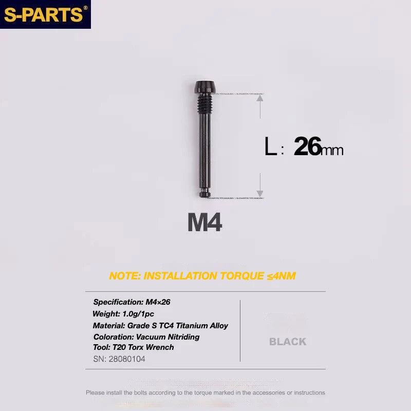 S-PARTS TRP DHR EVO Titanium Disc Brake Bolt Kit Brake Pad Retention Pin – 1pcs Black