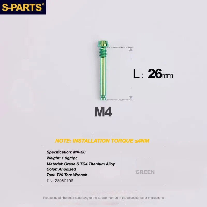 S-PARTS TRP DHR EVO Titanium Disc Brake Bolt Kit Brake Pad Retention Pin – 1pcs Green