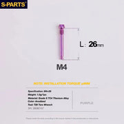 S-PARTS TRP DHR EVO Titanium Disc Brake Bolt Kit Brake Pad Retention Pin – 1pcs Purple