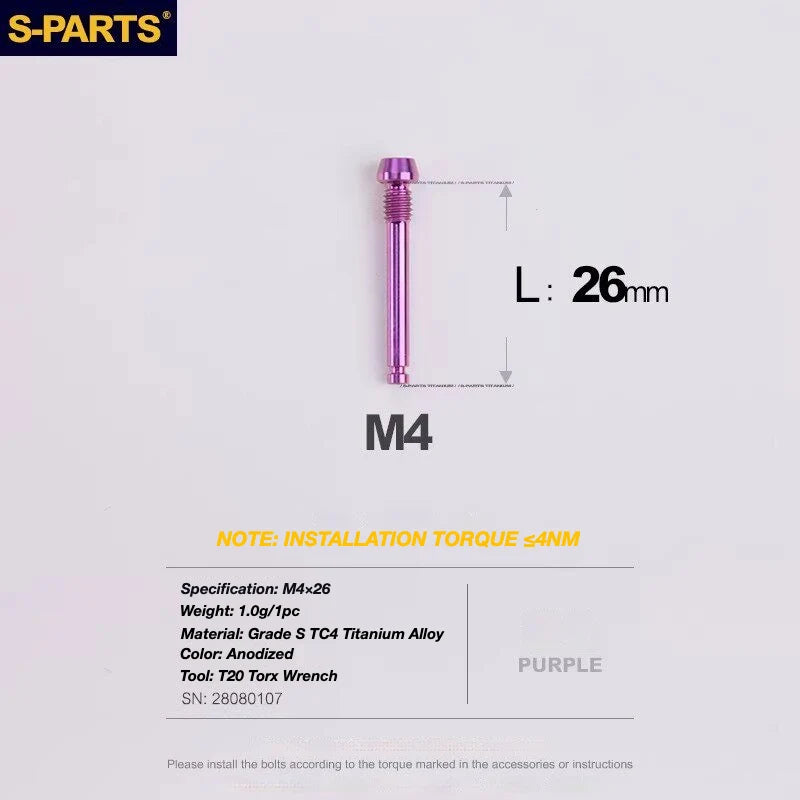 S-PARTS TRP DHR EVO Titanium Disc Brake Bolt Kit Brake Pad Retention Pin – 1pcs Purple