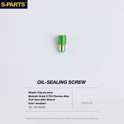 S-PARTS TRP DHR EVO Titanium Disc Brake Bolt Kit Oil Port Plug Bolt – 1pcs Green