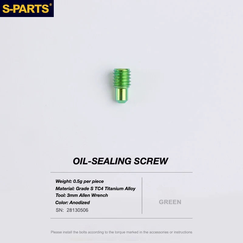 S-PARTS TRP DHR EVO Titanium Disc Brake Bolt Kit Oil Port Plug Bolt – 1pcs Green