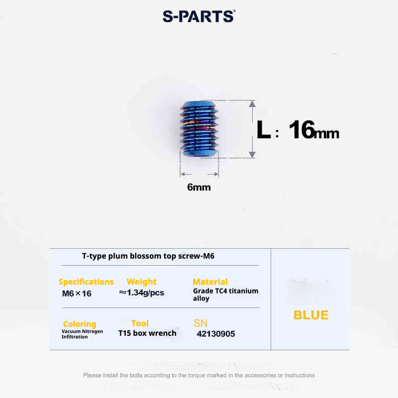 SPartS T-Shape Plummer Tool T15 Flat-Bottom Top Wire M6 L08-10-12-16 Titanium Screws