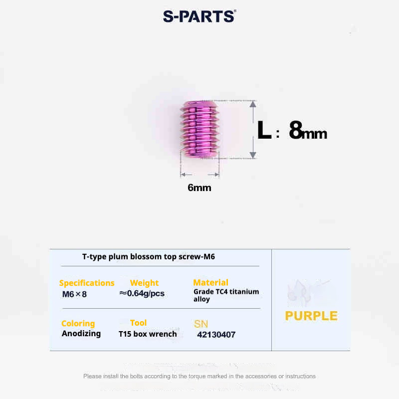 SPartS T-Shape Plummer Tool T15 Flat-Bottom Top Wire M6 L08-10-12-16 Titanium Screws
