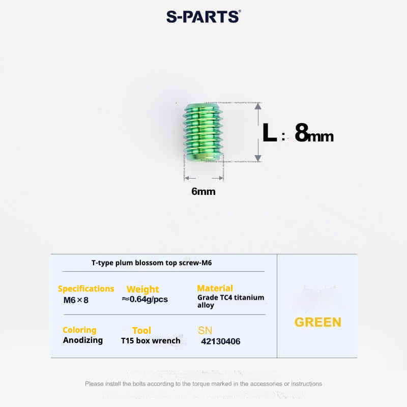 SPartS T-Shape Plummer Tool T15 Flat-Bottom Top Wire M6 L08-10-12-16 Titanium Screws