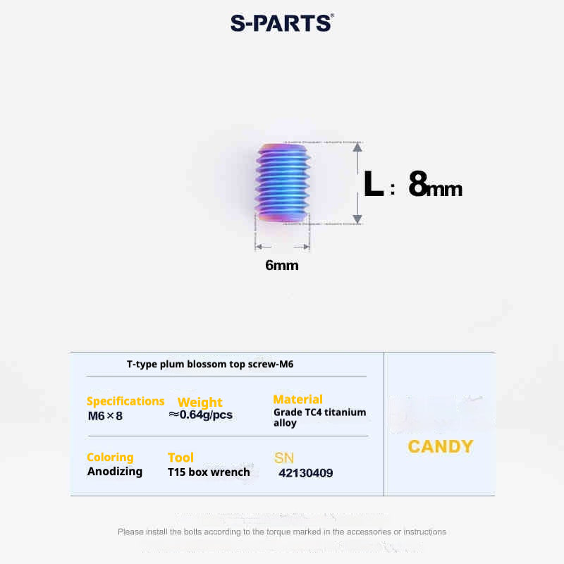 SPartS T-Shape Plummer Tool T15 Flat-Bottom Top Wire M6 L08-10-12-16 Titanium Screws