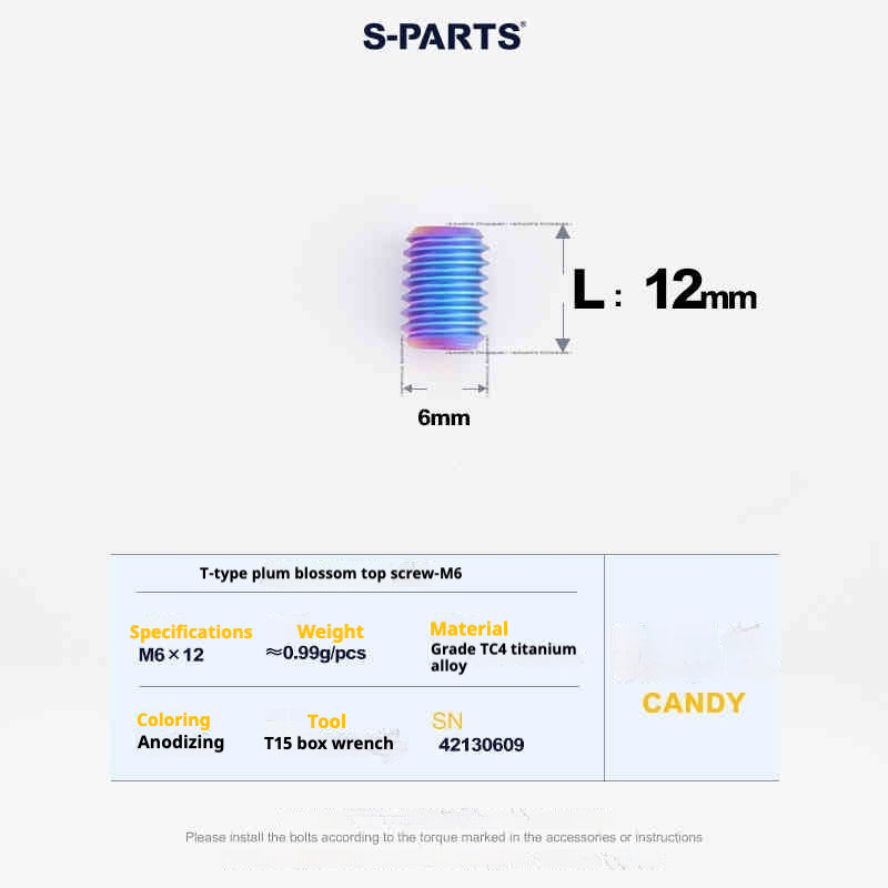 SPartS T-Shape Plummer Tool T15 Flat-Bottom Top Wire M6 L08-10-12-16 Titanium Screws