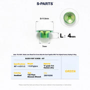 Shimano Dura-Ace R9270 Titanium Disc Brake Bolt Kit — Bleed Port Screw M7 L4 D11.5 Road Shift and Brake Lever / Green
