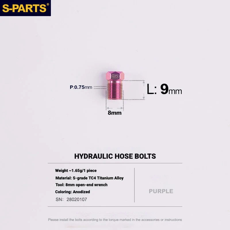 Shimano Dura-Ace R9270 Titanium Disc Brake Bolt Kit — M8 Hydraulic Hose Bolt Road Caliper Universal / Purple