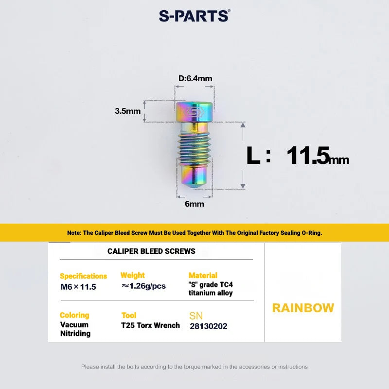 Shimano Dura-Ace R9270 Titanium Disc Brake Bolt Kit — Caliper Bleed Screw / Rainbow