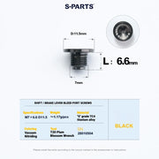 Shimano Dura-Ace R9270 Titanium Disc Brake Bolt Kit — Bleed Port Screw M7 L6.6 D11.5 Road Shift and Brake Lever / Black