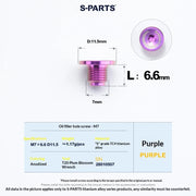 Shimano Dura-Ace R9270 Titanium Disc Brake Bolt Kit — Bleed Port Screw M7 L6.6 D11.5 Road Shift and Brake Lever / Purple