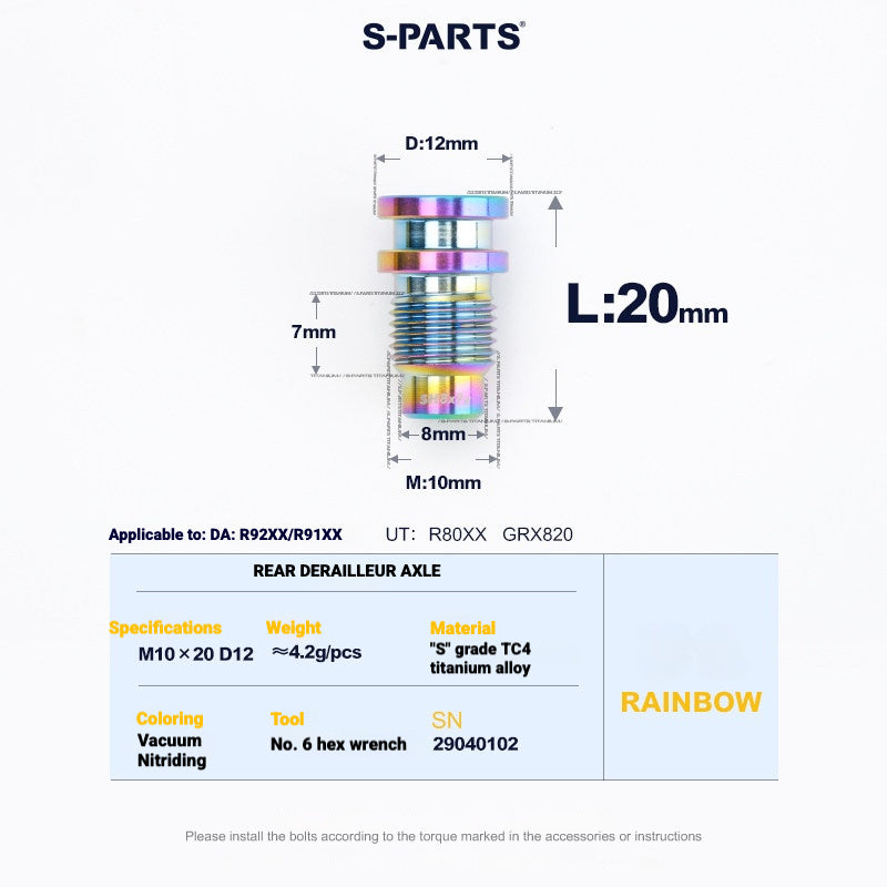 S-PARTS Shimano Road Titanium Bolt Kit for Drivetrain Screws for R8050 / R8150 / R9250