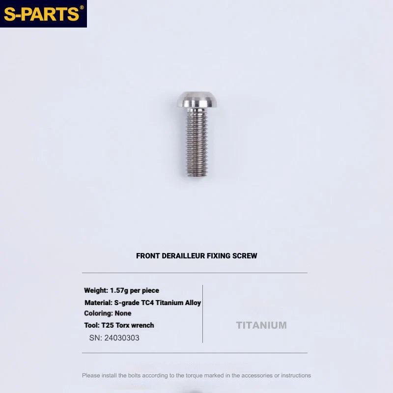 Shimano Road Titanium Bolt Kit – S-PARTS Drivetrain Screws for R8050 / R8150 / R9250 — Front Derailleur Fixing Bolt - 1pcs