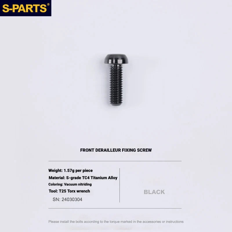 Shimano Road Titanium Bolt Kit – S-PARTS Drivetrain Screws for R8050 / R8150 — Front Derailleur Fixing Bolt - 1pcs / Black