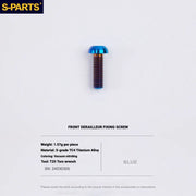 Shimano Road Titanium Bolt Kit – S-PARTS Drivetrain Screws for R8050 / R8150 — Front Derailleur Fixing Bolt - 1pcs / Blue