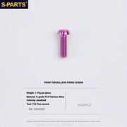 Shimano Road Titanium Bolt Kit – S-PARTS Drivetrain Screws for R8050 / R8150 — Front Derailleur Fixing Bolt - 1pcs / Purple