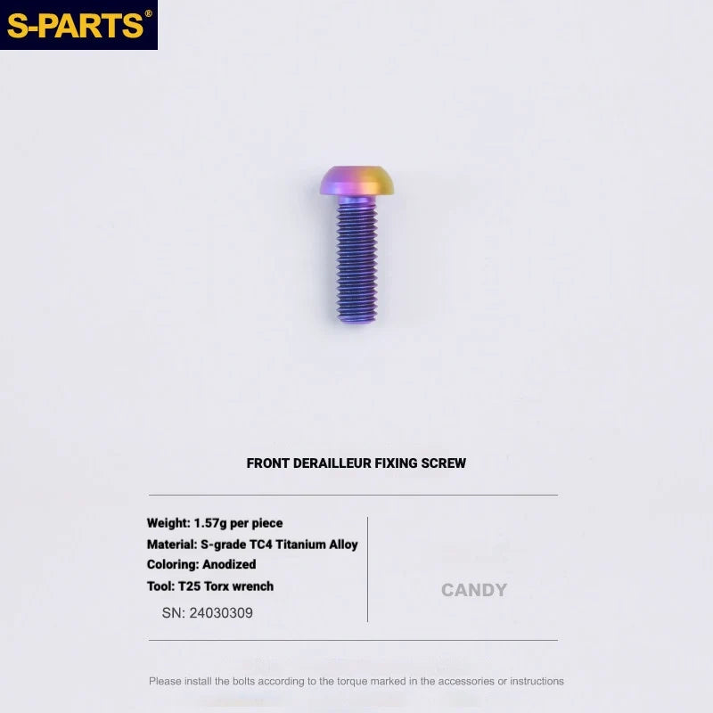 Shimano Road Titanium Bolt Kit – S-PARTS Drivetrain Screws for R8050 / R8150 — Front Derailleur Fixing Bolt - 1pcs / Candy