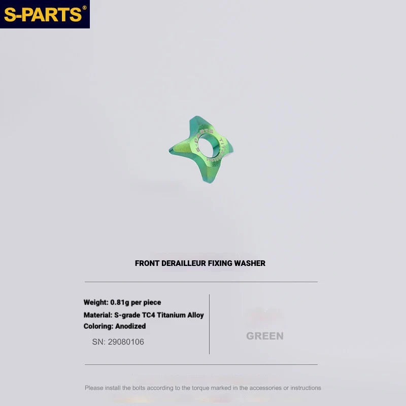 Shimano Road Titanium Bolt Kit – S-PARTS Drivetrain Screws for R8050 / R8150 — Front Derailleur Fixing Plate - 1pcs / Green