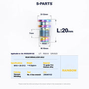 Shimano Road Titanium Bolt Kit – S-PARTS Drivetrain Screws for R8050 / R8150 — Rear Derailleur Fixing Axle - 1pcs / Rainbow