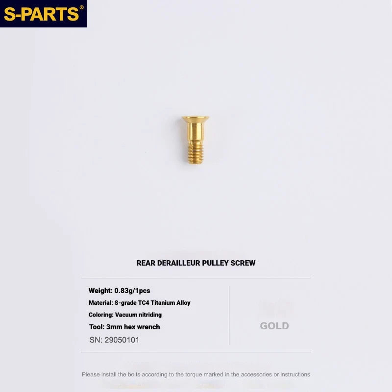 Shimano Road Titanium Bolt Kit – S-PARTS Drivetrain Screws for R8050 / R8150 — Rear Derailleur Pulley Bolts - 1pcs / Gold