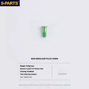 Shimano Road Titanium Bolt Kit – S-PARTS Drivetrain Screws for R8050 / R8150 — Rear Derailleur Pulley Bolts - 1pcs / Green