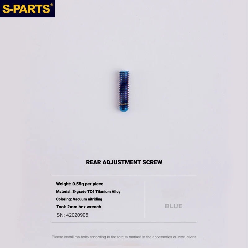 Shimano Road Titanium Bolt Kit – S-PARTS Drivetrain Screws for R8050 — Rear Derailleur Adjustment Screws - 1pcs / Blue