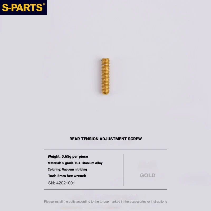 Shimano Road Titanium Bolt Kit – S-PARTS Drivetrain Screws for R8050 / R8150 — Rear Derailleur Tension Screw - 1pcs / Gold