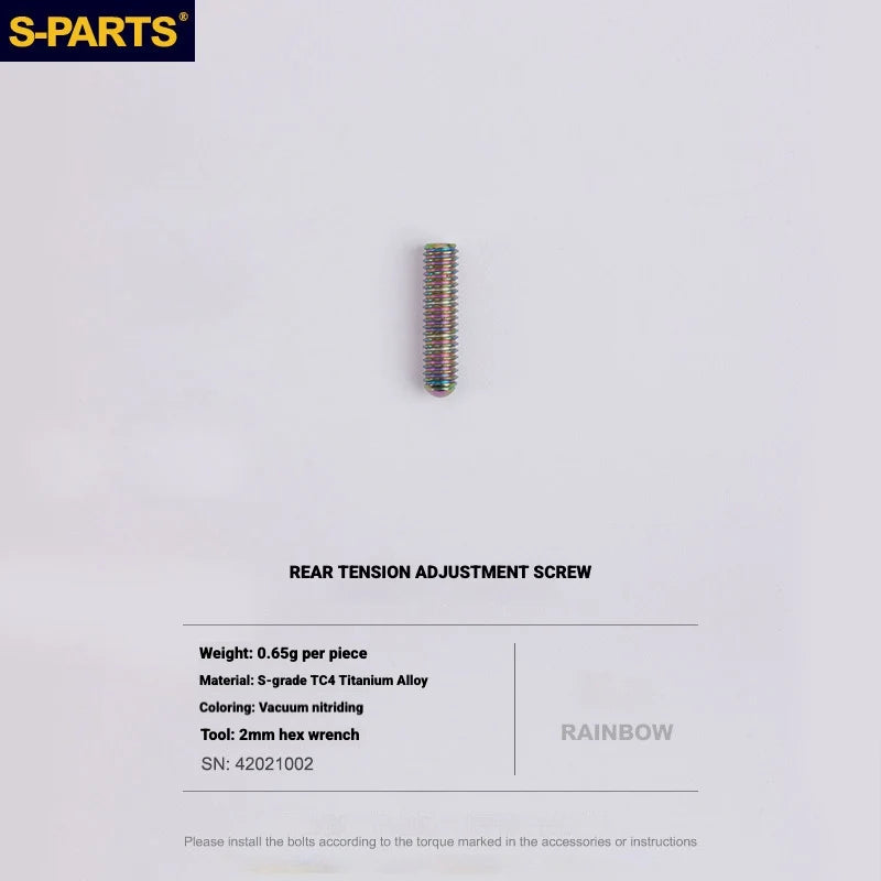 Shimano Road Titanium Bolt Kit – S-PARTS Drivetrain Screws for R8050 — Rear Derailleur Tension Screw - 1pcs / Rainbow