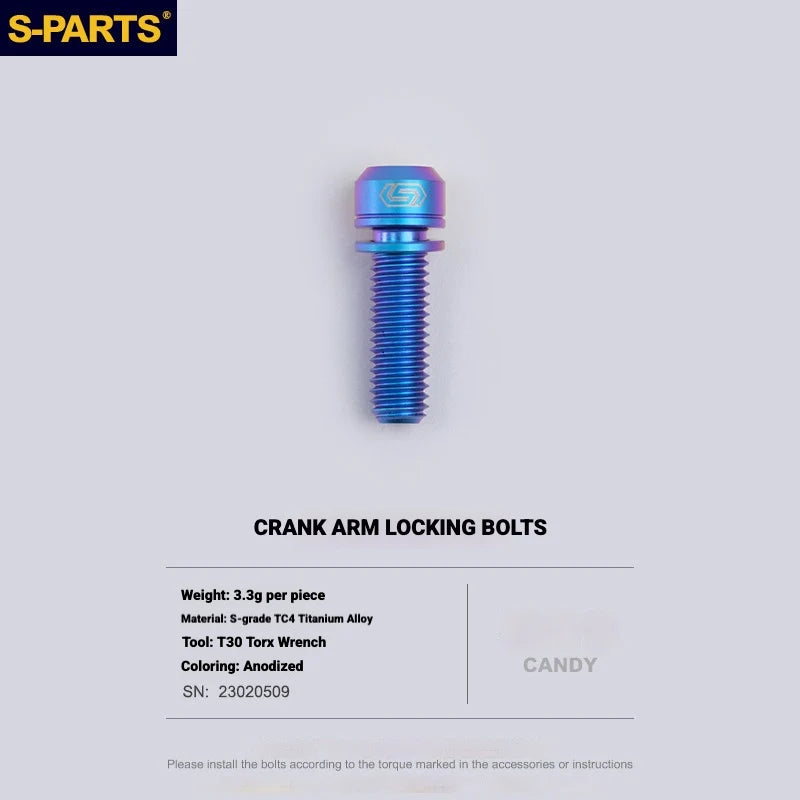 Shimano Road Titanium Bolt Kit – S-PARTS Drivetrain Screws for R8050 / R8150 / R9250 — Crank Arm Locking Bolts - 1pcs / Candy