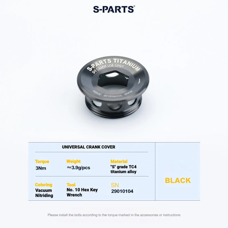 Shimano Road Titanium Bolt Kit – S-PARTS Drivetrain Screws for R8050 / R8150 / R9250 — Crank Arm Cap - 1pcs / Black