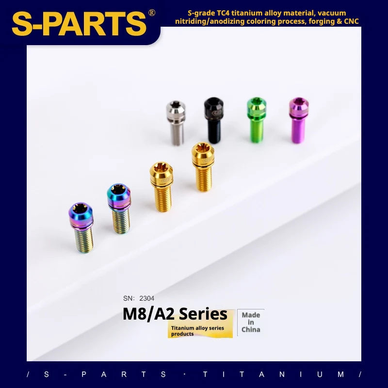 S-PARTS A2 Series M8 L20-25mm D11 Titanium Screws for Bike