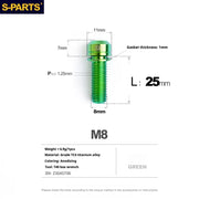 S-PARTS A2 Series M8 L20-25mm D11 Titanium Screws for Bike - Detail 24