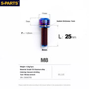 S-PARTS A2 Series M8 L20-25mm D11 Titanium Screws for Bike - Detail 27