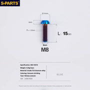 S-PARTS A2 Umbrella Head series M8 L15-50mm Titanium Screws for Bike - Detail 7
