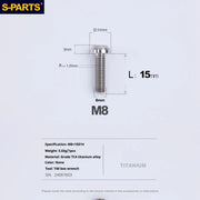 S-PARTS A2 Umbrella Head series M8 L15-50mm Titanium Screws for Bike - Detail 11