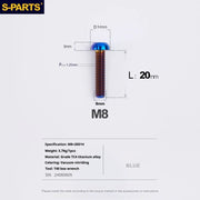 S-PARTS A2 Umbrella Head series M8 L15-50mm Titanium Screws for Bike - Detail 14