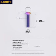 S-PARTS A2 Umbrella Head series M8 L15-50mm Titanium Screws for Bike - Detail 15