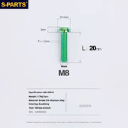 S-PARTS A2 Umbrella Head series M8 L15-50mm Titanium Screws for Bike - Detail 20