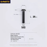 S-PARTS A2 Umbrella Head series M8 L15-50mm Titanium Screws for Bike - Detail 28