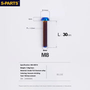 S-PARTS A2 Umbrella Head series M8 L15-50mm Titanium Screws for Bike - Detail 31