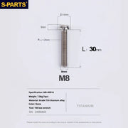 S-PARTS A2 Umbrella Head series M8 L15-50mm Titanium Screws for Bike - Detail 35