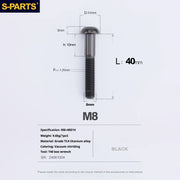 S-PARTS A2 Umbrella Head series M8 L15-50mm Titanium Screws for Bike - Detail 50