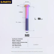 S-PARTS A2 Umbrella Head series M8 L15-50mm Titanium Screws for Bike - Detail 61