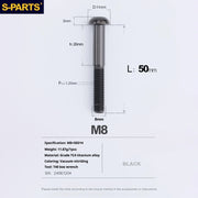 S-PARTS A2 Umbrella Head series M8 L15-50mm Titanium Screws for Bike - Detail 64