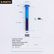 S-PARTS A2 Umbrella Head series M8 L15-50mm Titanium Screws for Bike - Detail 65