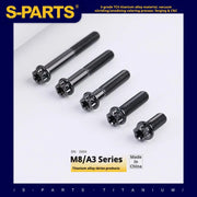 S-PARTS A3 Series M8 L10-120mm Black Titanium Screws for Bike | Motorcycle / Auto