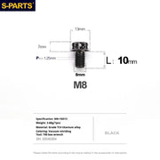 S-PARTS A3 Series M8 L10-120mm Black Titanium Screws for Bike | Motorcycle / Auto - Detail 6
